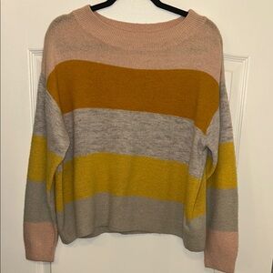 H&M Pink and Yellow Crew Neck Sweater